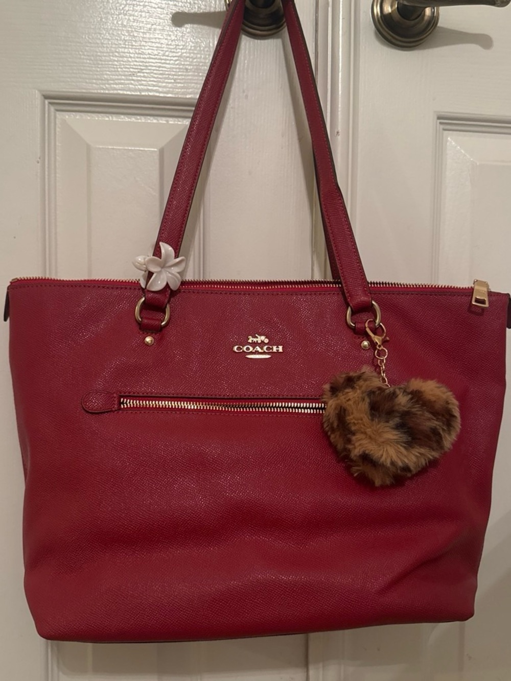 Coach Women's Red Leather Tote Bag
